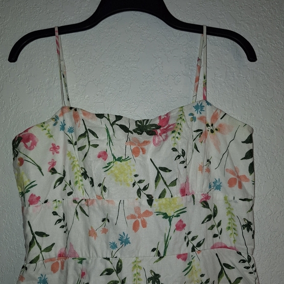 Mi Ami Floral Linen Blend Mini Dress Large Franscesca's Boutique Adjust Strap - Picture 3 of 13